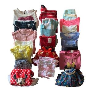 GIRLS 12 MONTH BUNDLE-TOTAL 21 PIECES-LITTLE LASS-CARTERS-DISNEY-AND MORE